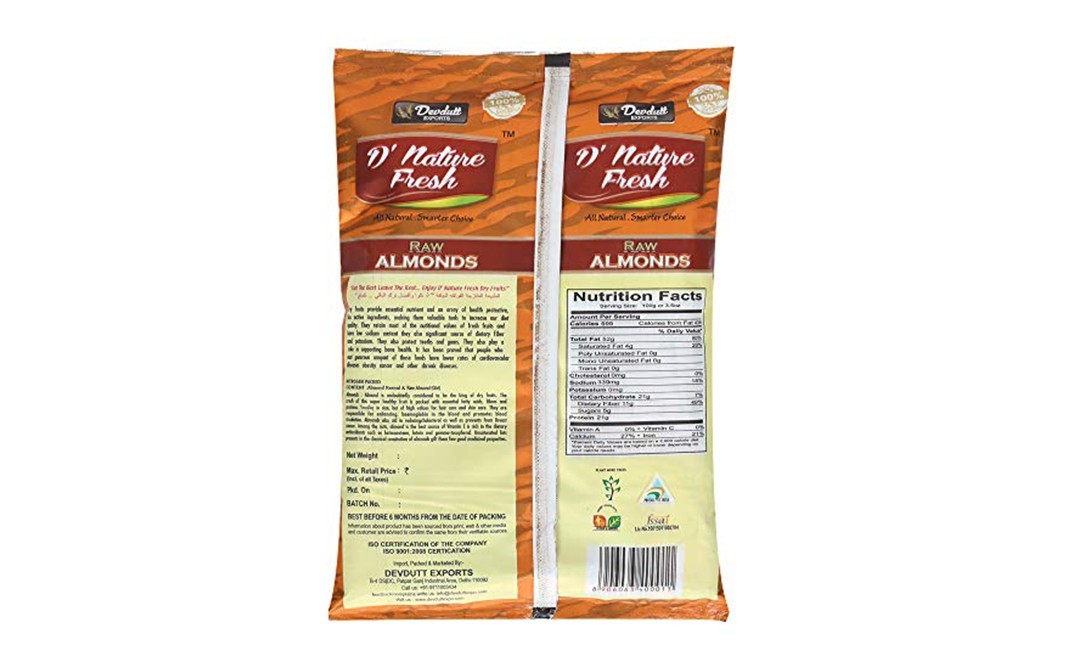 D'nature Fresh California Almonds    Pack  200 grams